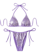 Sienna Sequin Embroidery Bikini Top Lilac