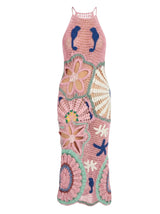 Pearl Halter Crochet Maxi Dress Multi Coloured