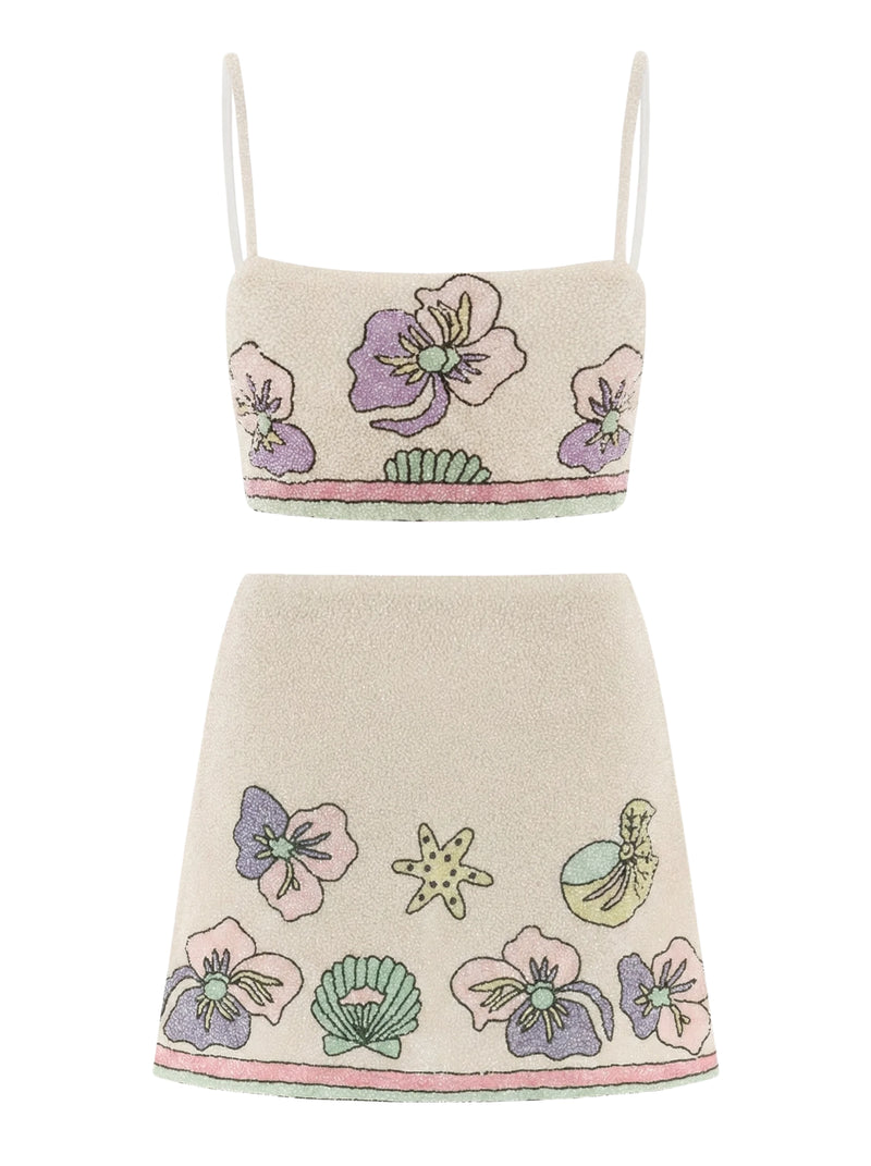 Tallulah Crystal Co-Ord Pull On Top White in Stock