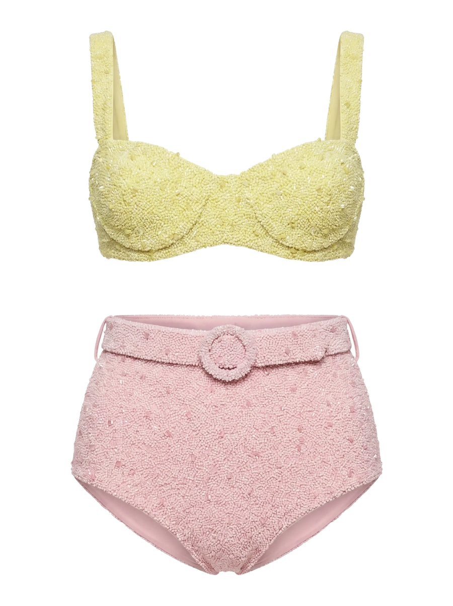 Heidi Hand Beaded Bikini Top Multi Colour
