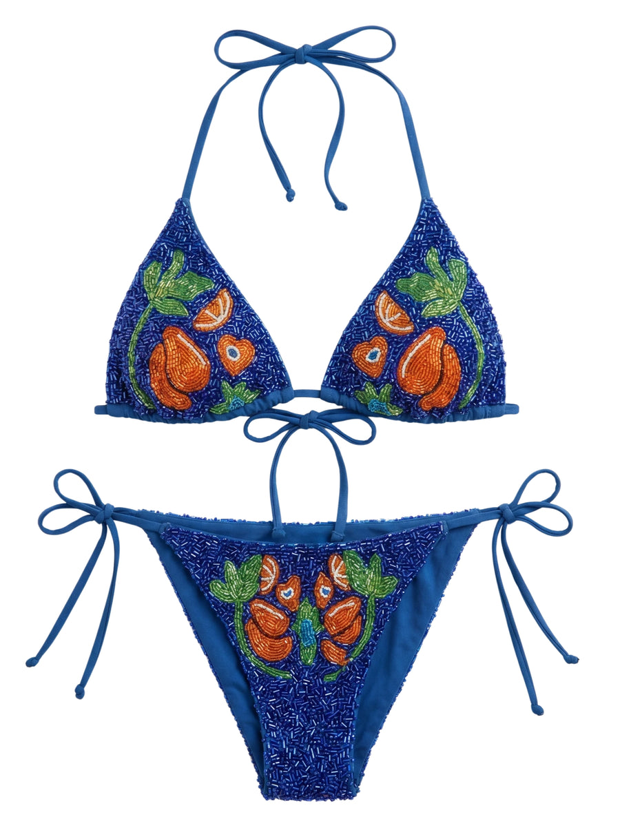 Mulata Hand-Beaded Bikini Top in Stock