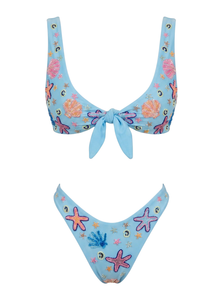 Orla Tie In The Middle Bikini Top Blue