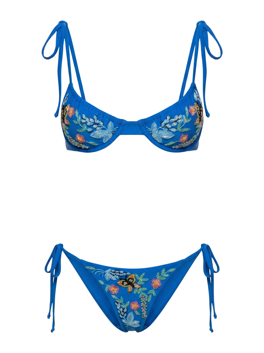 Los Angeles Hand-Embroidered Underwire Multi Color Bikini Top in Stock