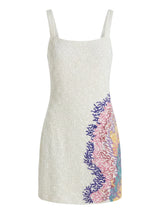 Adeline Coral Hand Beaded Mini Dress White