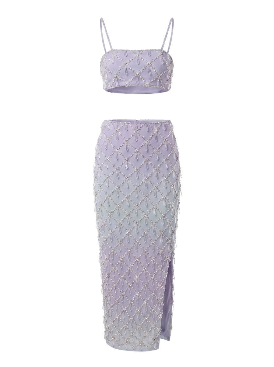 Calliope Luxury Crystal Blue Ombre Co-ord Skirt