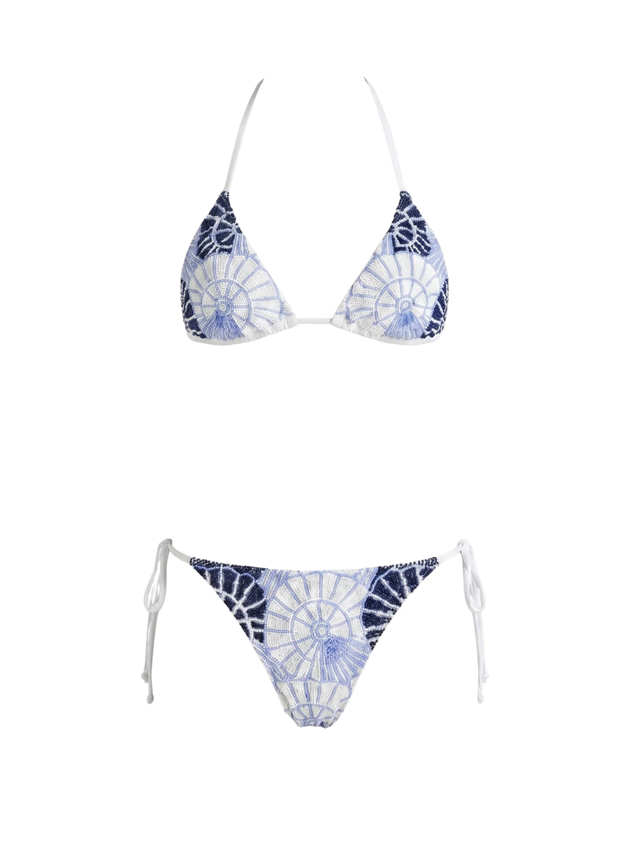 Oceanus x Zandra Rhodes Swirlshell Bikini Bottom White
