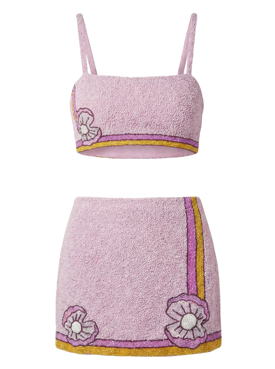 Monty Co-ord Hand Embroidered Bead Skirt - Pink