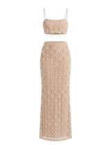 Calliope Luxury Crystal Co-Ord Skirt Nude
