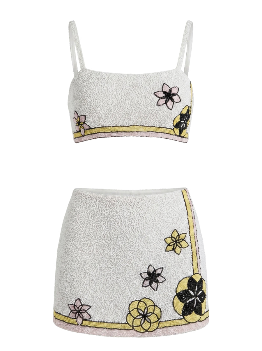 Mei Flattering Summer Luxe Co-ord Skirt - White
