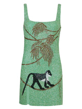 St. Barth Hand-Beaded Crystal Green Mini Dress