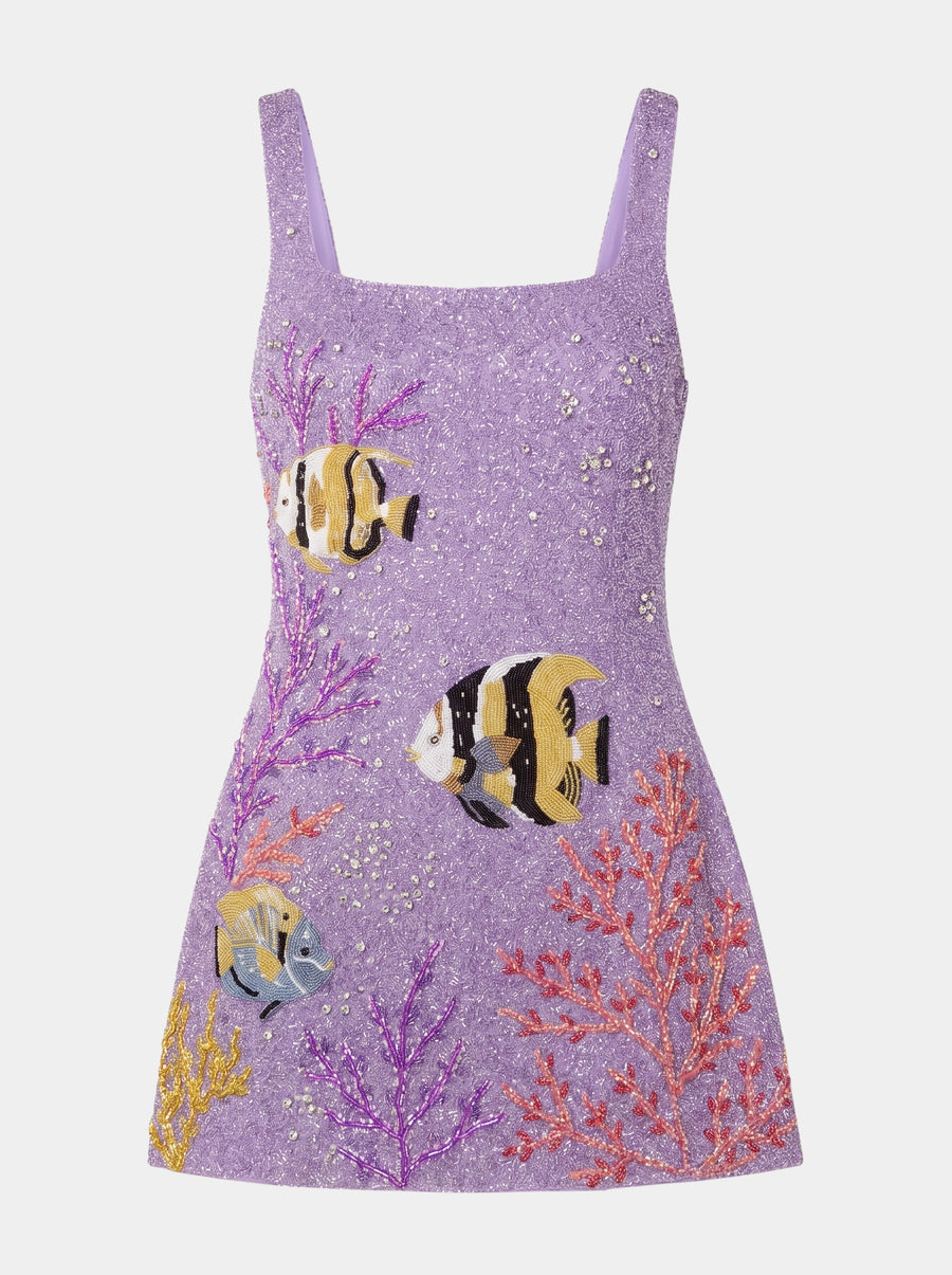 Morish Idol Hand Beaded Mini Dress Purple