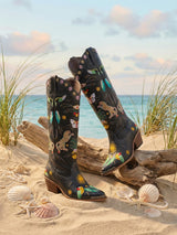 Willow Embroidered Leather Boots Multi Colour