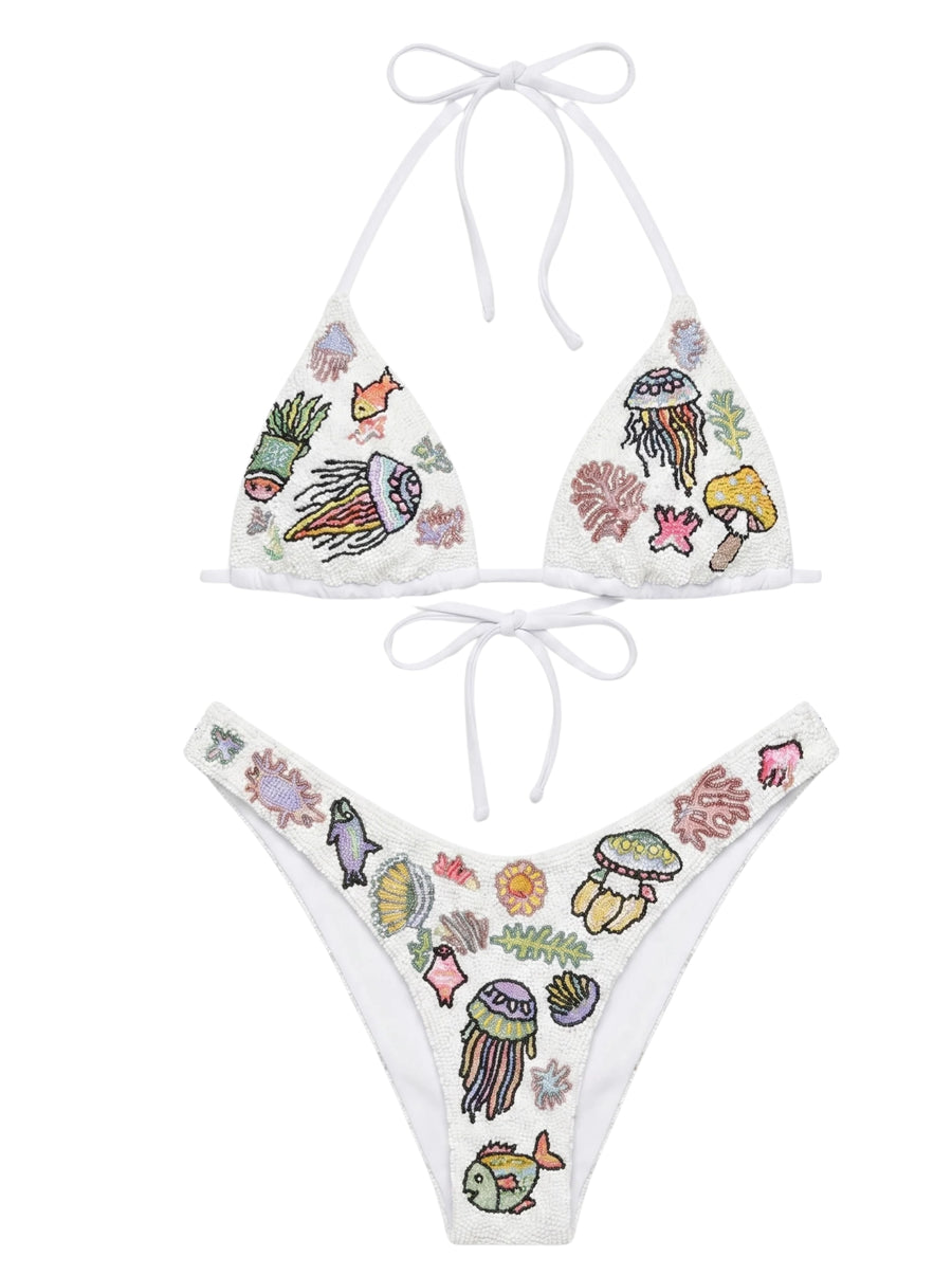 Jellyfish Bikini Top in White