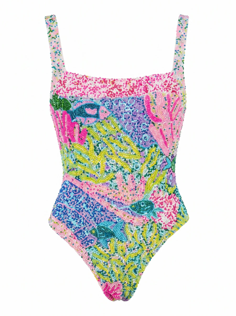 Curve Deep Coral Pink Swimsuit