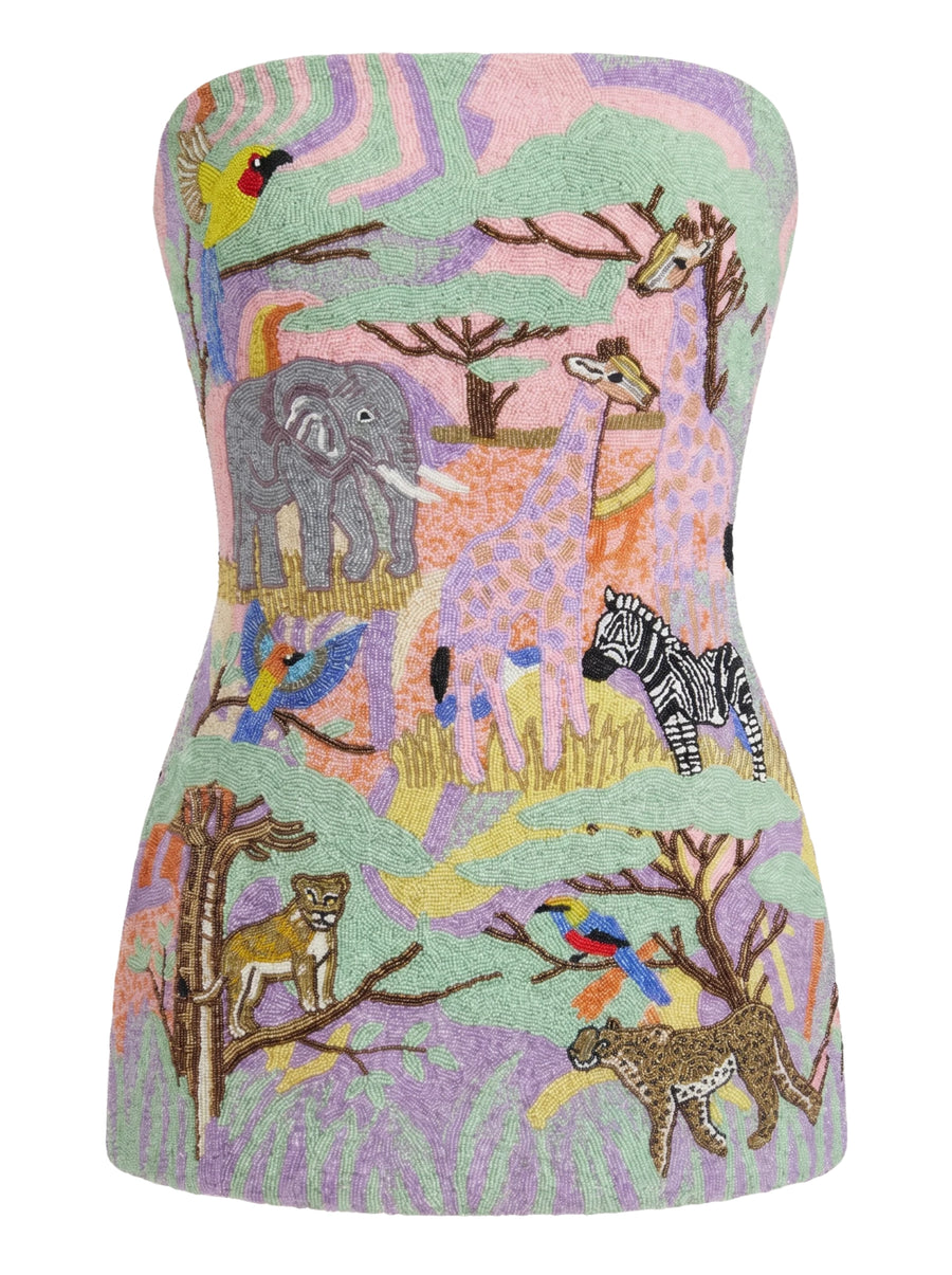 Jungle Paradise Strapless Mini Dress