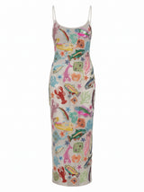 Arizona White Long Dress Maxi Thin strap Sheer