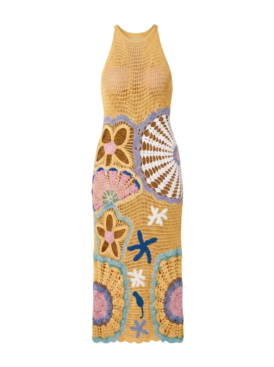 Shop Pearl Halter Crochet Multi Maxi Dress