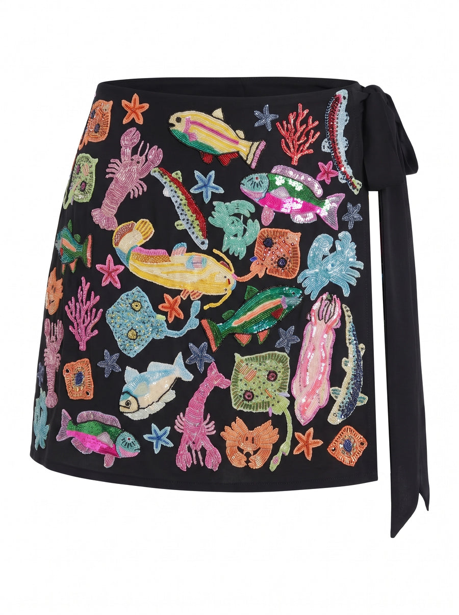 Arizona Embroidered Mini Skirt Black