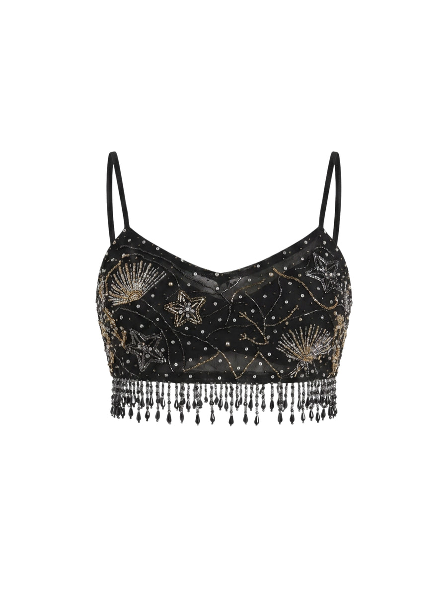 Whispering Waves Black Co-ord Top X Jvmilya