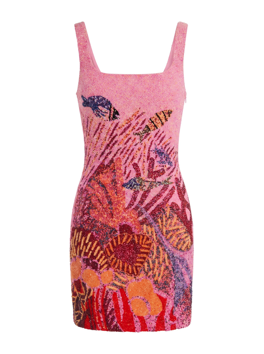 Oceanic Bloom Pink Mini Dress