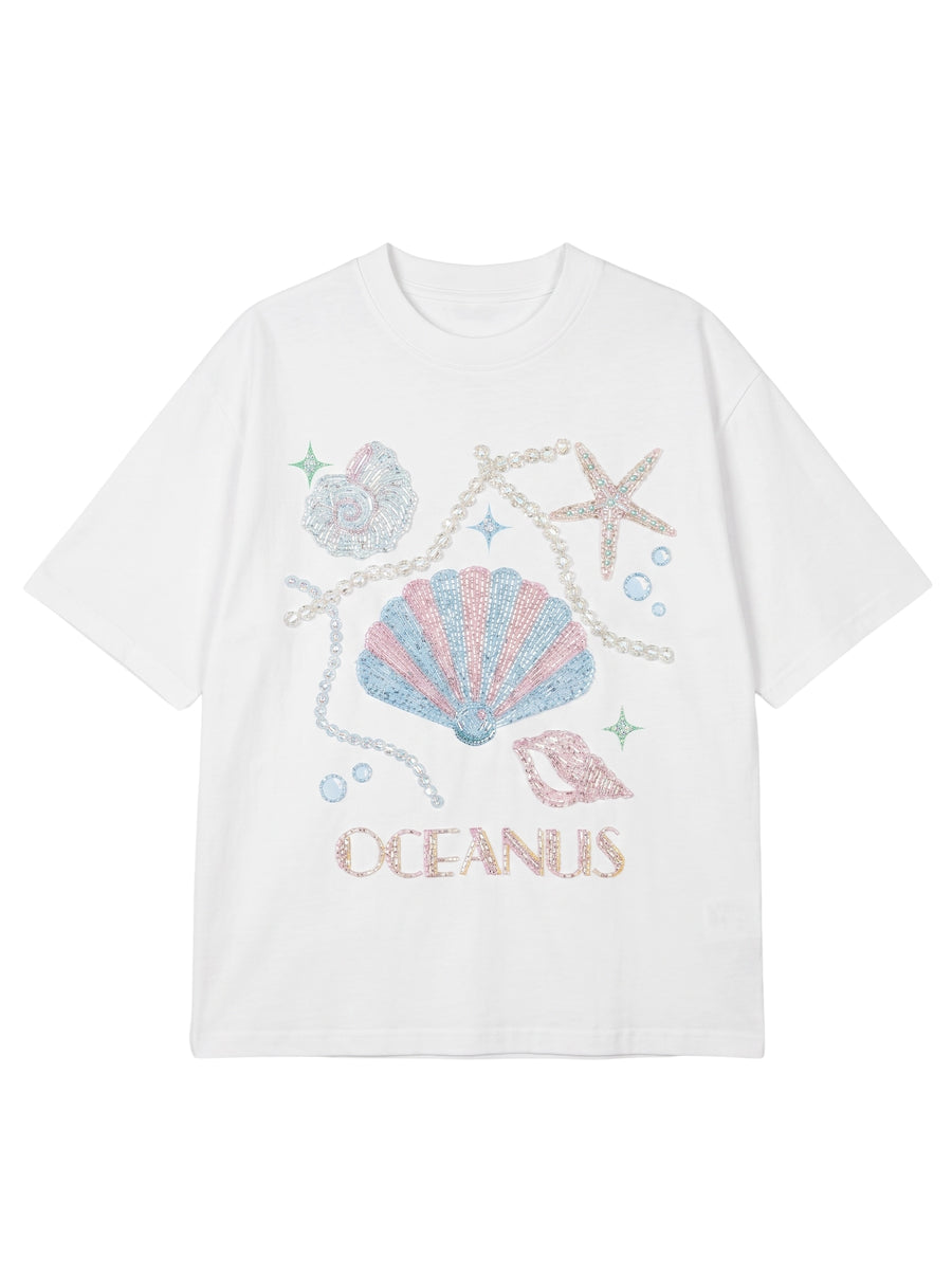 Concha T White Beaded T-Shirt