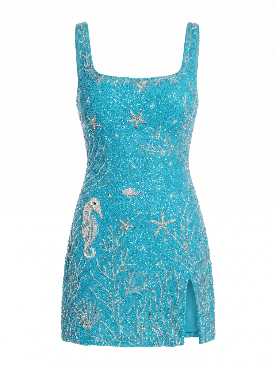 Azure Reef Blue Mini Dress