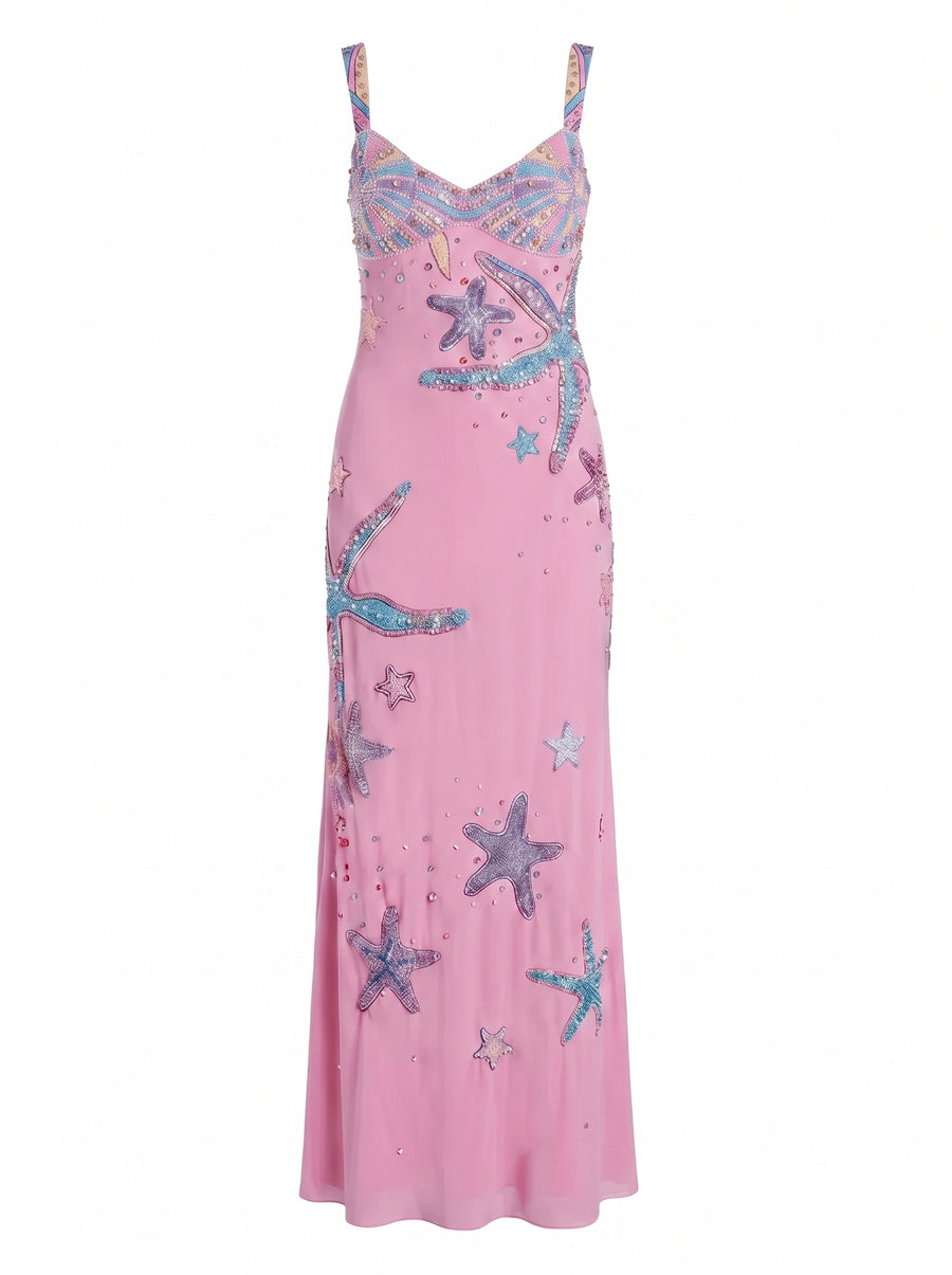 Crescent Shell Pink Long Dress in Stock