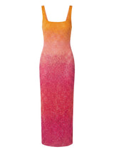 Sofia Hand Beaded Party Dress Orange Pink Ombre MAXI DRESS