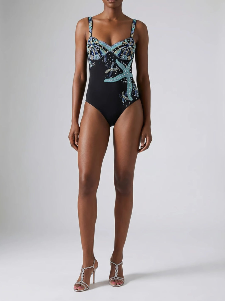 Selene Sea Shell Swimsuit in Black