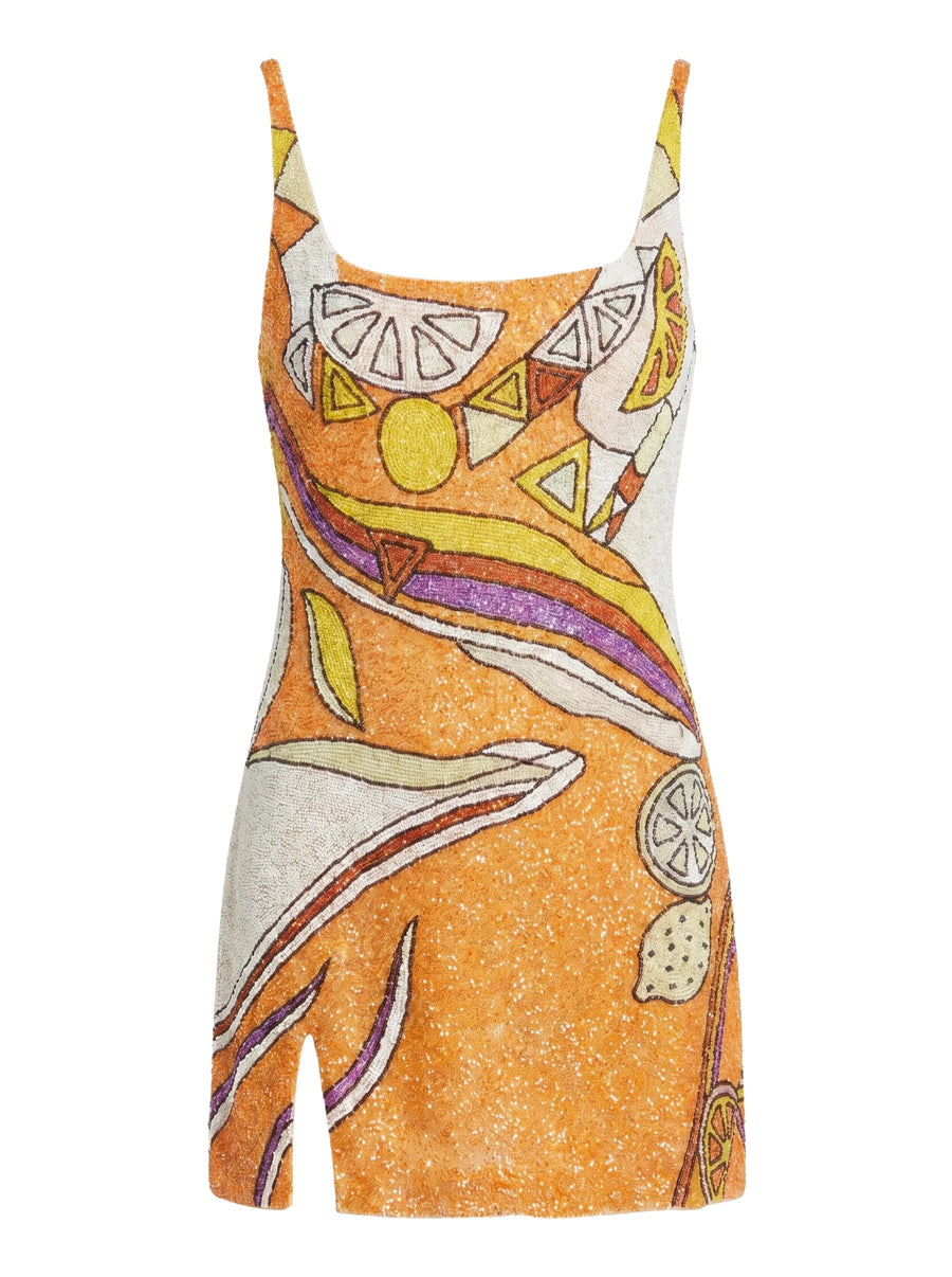 Shop Palm Beach Orange Hand-Beaded Mini Dress - Oceanus Shop Palm Beach Orange Hand-Beaded Mini Dress - Oceanus
