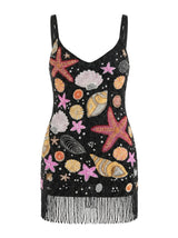 Tasseled Starfish Black Mini Dress