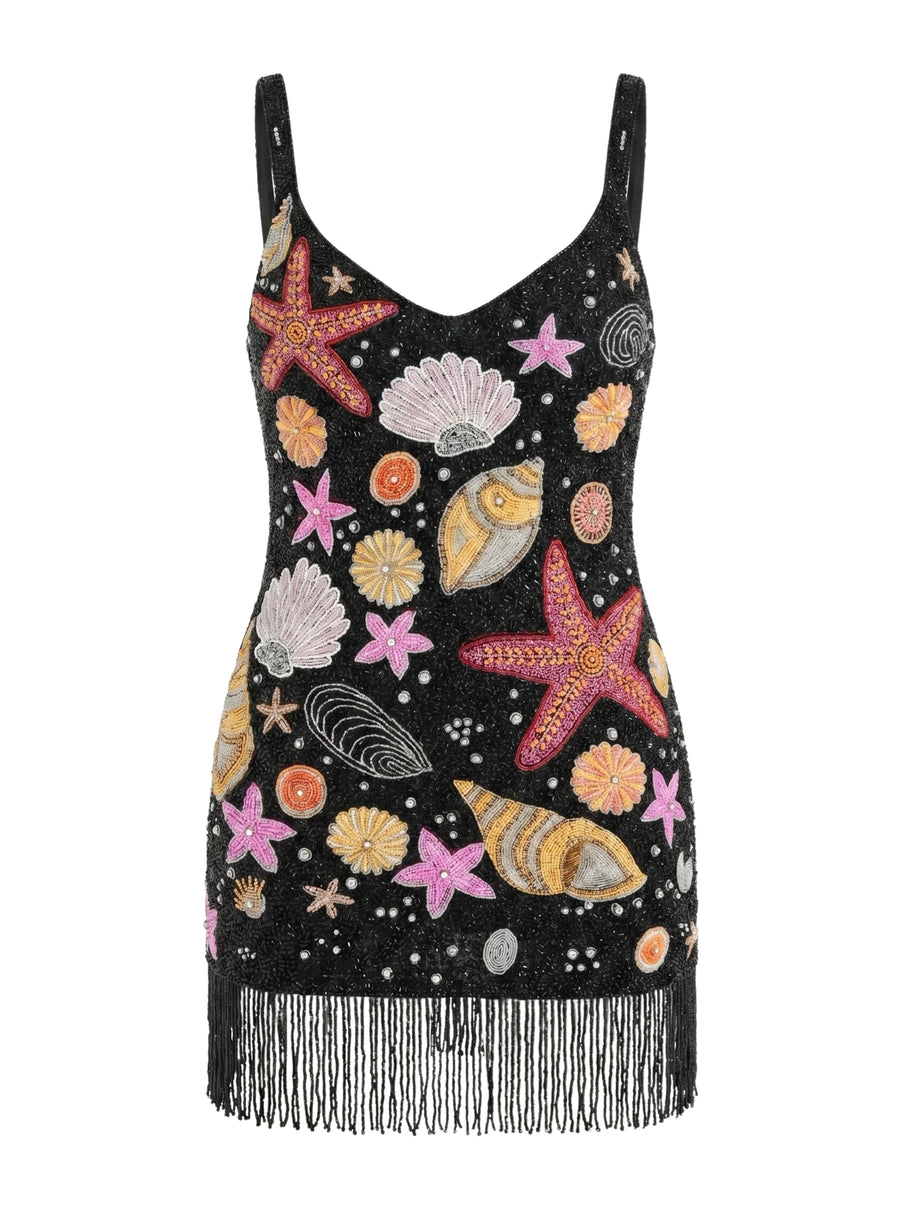 Tasseled Starfish Black Mini Dress