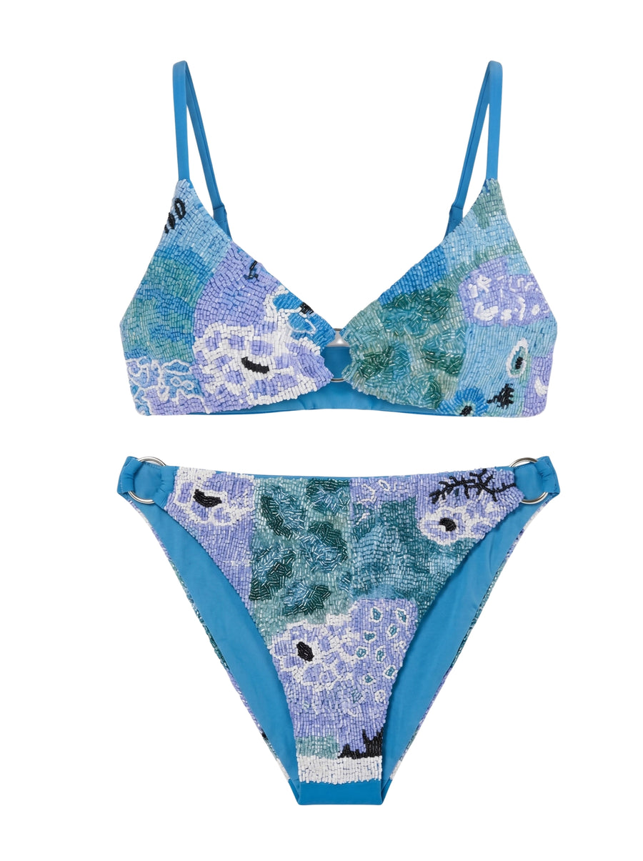 Leila Beaded Blue Bikini Bottom