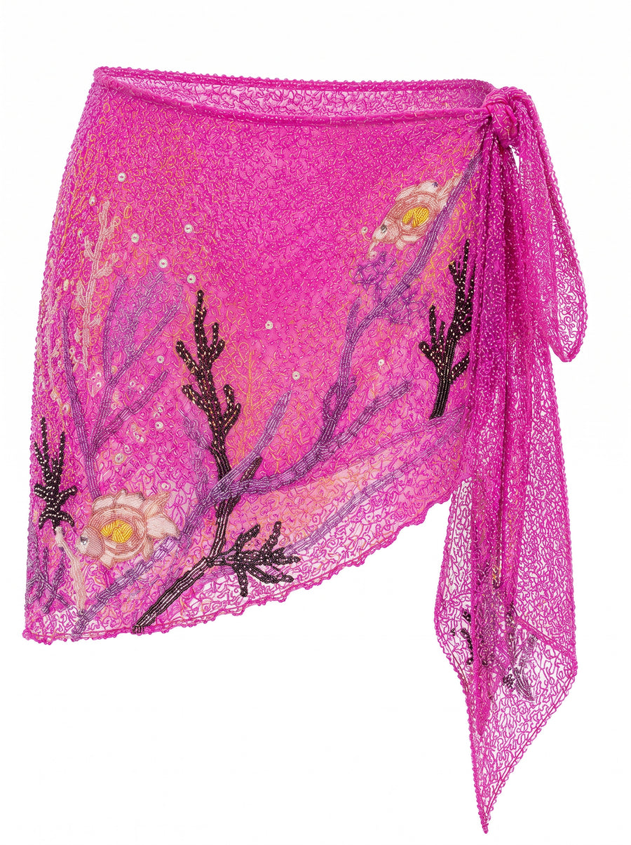 Underwater Golden Fish Pink Sarong