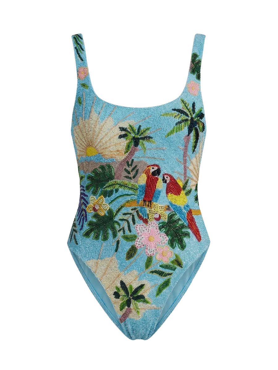 Pandora Luxe Hand Beaded Baby Blue Swimsuit