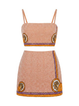 Melodie Co-ord Hand Embroidered Crystal Skirt Peach