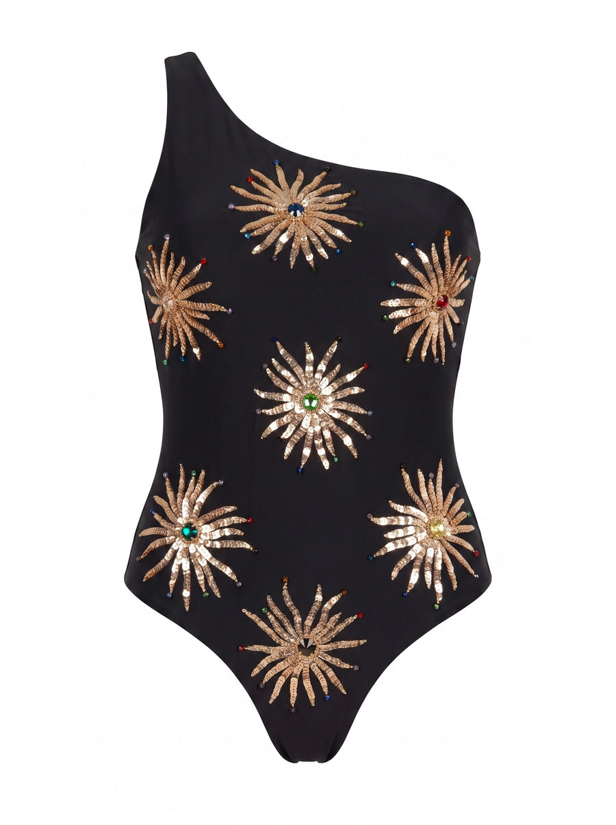 Callie Velvet Swimsuit in Black