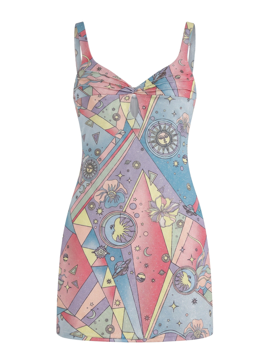 Aliona Embellished Luxury Multicolor Mini Dress