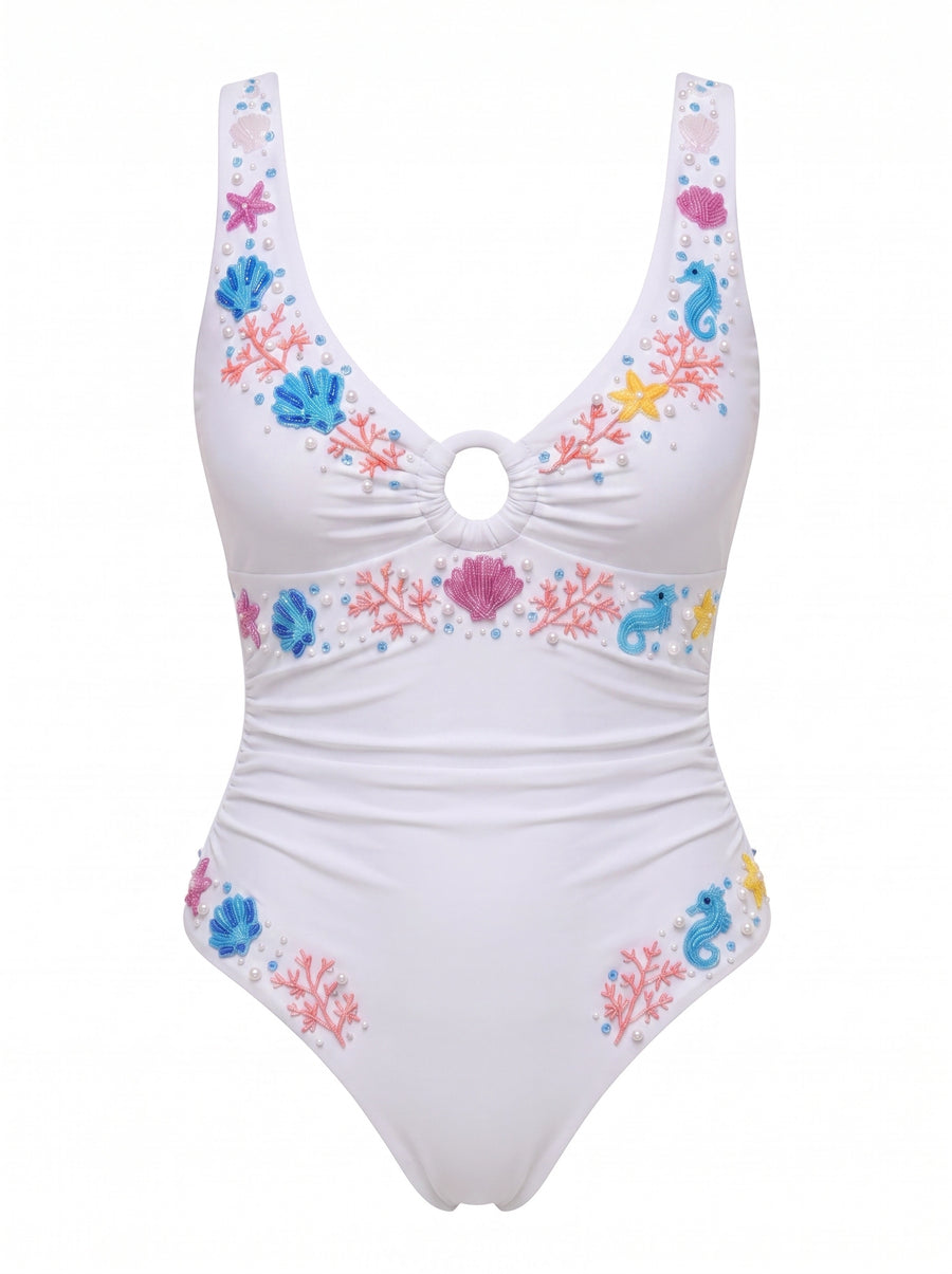 Oceanus Pearl Tide White Swimsuit
