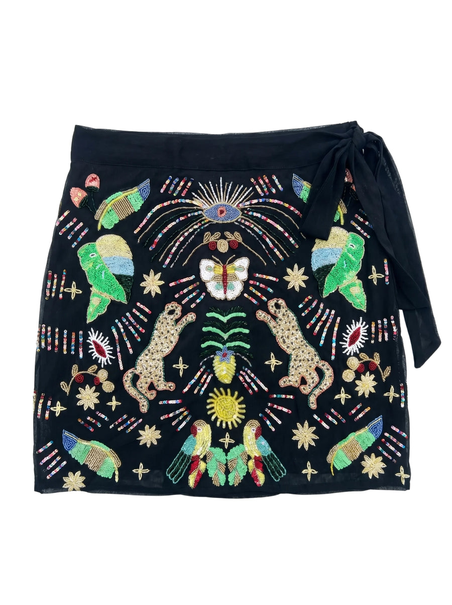Aurelia Embroidered Luxury Black Sarong in Stock