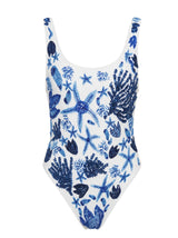 Sea Horse One Piece Blue White Swimsuit