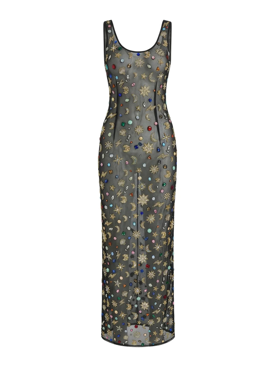 Celestial Tide Maxi Dress - Black