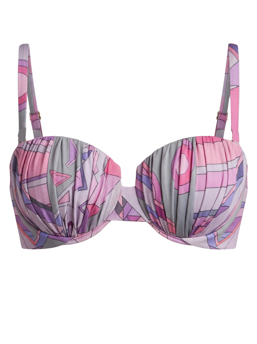 Geo Print Underwire Bikini Top – Pink Multi