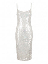Sienna White Sequin Luxury Midi Dress