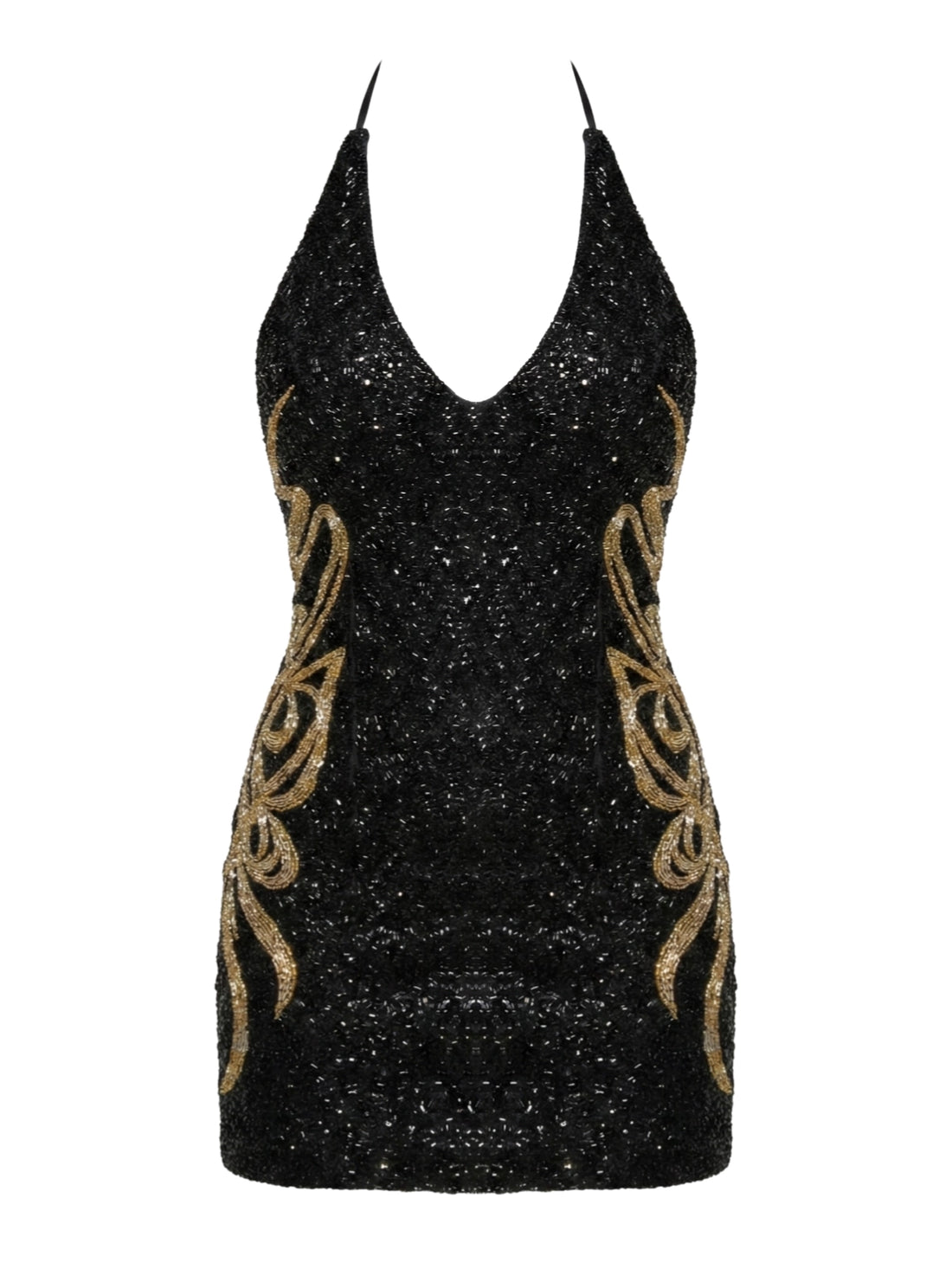 Aurelia Noir Halter Neck Mini Dress