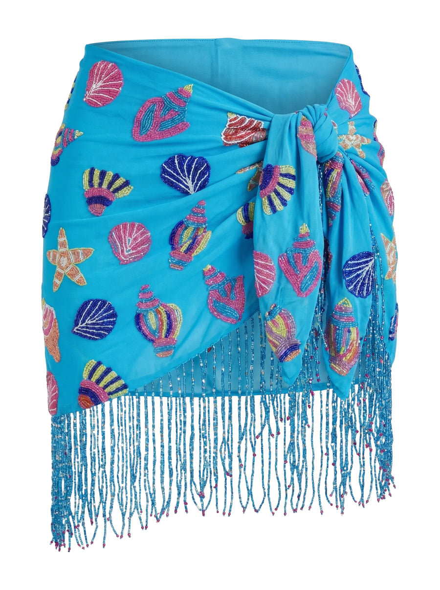 Oceanic Blue Tasseled Sarong