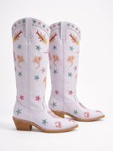 Arizona Embroidered Leather Boots-Multi Color