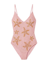 Starfish Hand Beaded Pink Swimsuit