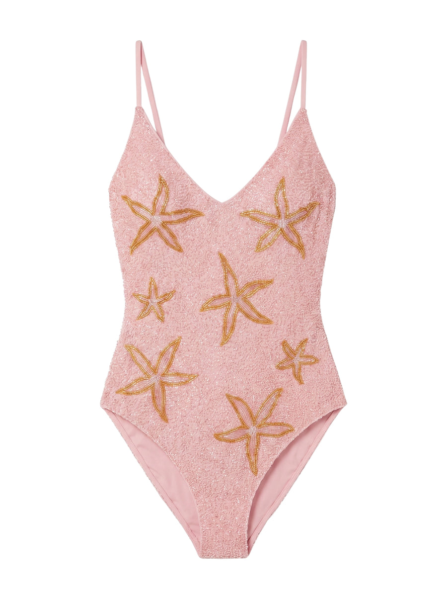 Starfish Hand Beaded Pink Swimsuit