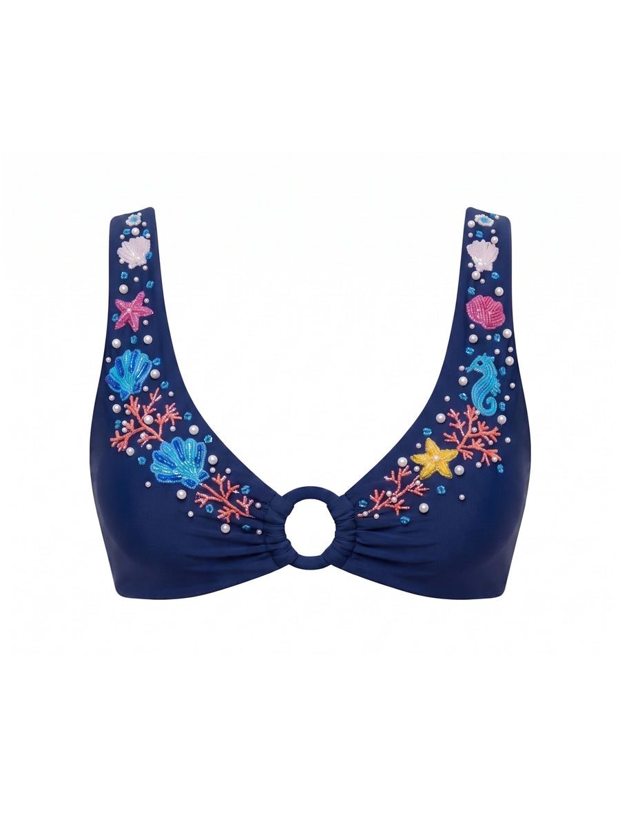 Oceanus Pearl Tide Multi-color Bikini Top